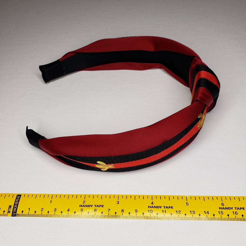 NWOT Burgundy Gold French Bee Knot Headband - Picture 2 of 2